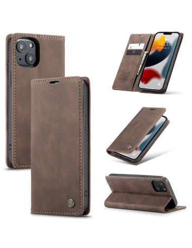 Cover iPhone 13 mini Pelle PU Flip Coffee | Melacompro