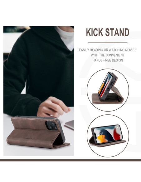 Cover iPhone 13 mini Pelle PU Flip Coffee | Melacompro