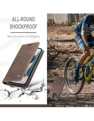 Cover iPhone 13 mini Pelle PU Flip Coffee | Melacompro