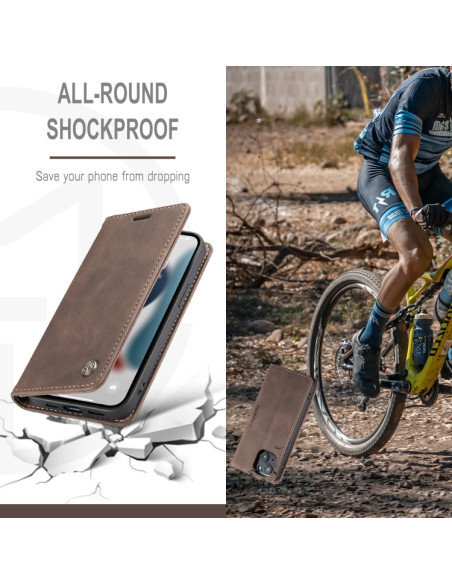 Cover iPhone 13 mini Pelle PU Flip Coffee | Melacompro