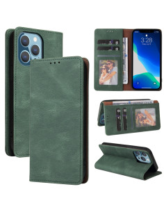 Cover iPhone 13 Pro Max Pelle PU con Supporto Verde