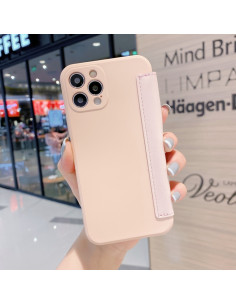 Cover iPhone 12 Pro Max Silicone Liquido Gialla Rosa