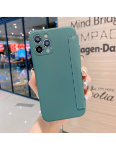 Cover iPhone 12 Pro Max Silicone Liquido Gialla Dark Verde