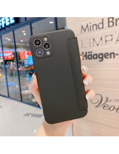 Cover iPhone 12 Pro Max Silicone Liquido Gialla Nero