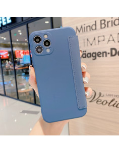 Cover iPhone 12 Pro Max Silicone Liquido Gialla Blu