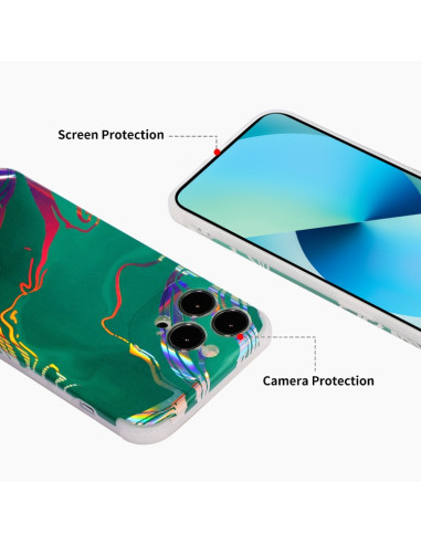 Cover iPhone 13 TPU Marmo Bianco Verde | Melacompro
