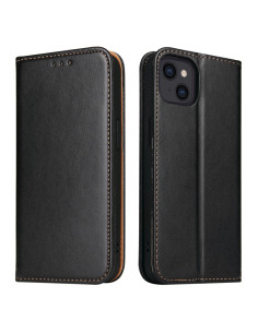 Cover iPhone 13 Pelle PU Rosso Vino con Porta Carte Nero