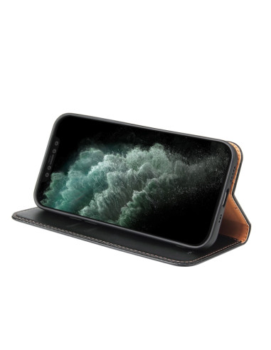 Cover iPhone 13 Pelle Rosso Vino Nero | Melacompro