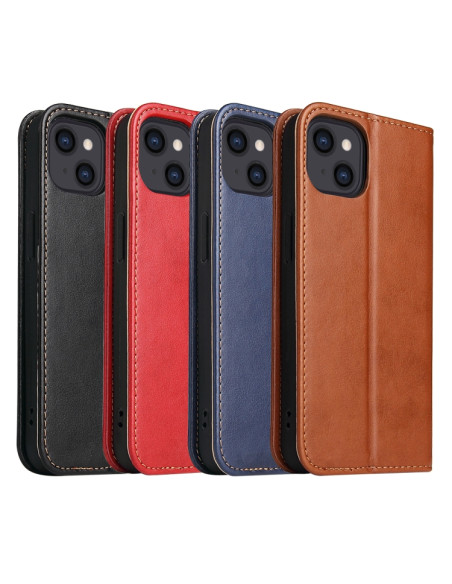 Cover iPhone 13 Pelle Rosso Vino Marrone | Melacompro