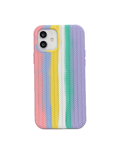Cover iPhone 13 Silicone Blu Mare Rainbow Rosa | Melacompro