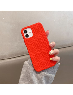 Cover iPhone 13 Silicone Blu Mare Texture Spina Rosso
