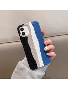 Cover iPhone 13 Silicone Blu Mare Texture Spina Rainbow Nero