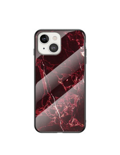 Cover iPhone 13 TPU Marmo Bianco Blood Rosso