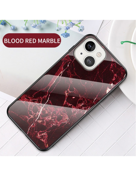 Cover iPhone 13 TPU Marmo Bianco Blood Rosso | Melacompro