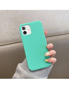 Cover iPhone 13 Silicone Blu Mare Texture Spina Light Verde