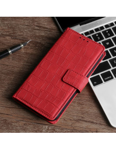 Cover Galaxy A5 2017 PU Leather Coccodrillo con Portafoglio Rosso
