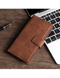Cover Galaxy A5 2017 PU Leather Coccodrillo con Portafoglio Marrone