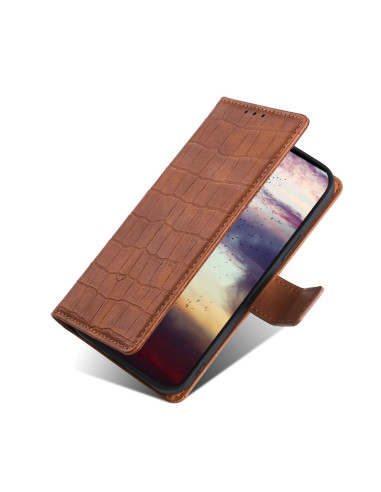 Cover Galaxy A5 2017 Pelle PU Coccodrillo Marrone | Melacompro