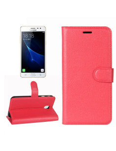 Cover Galaxy J3 2017 Pelle PU Portafoglio Nero Rosso