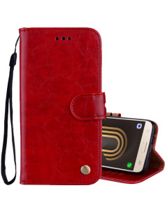 Cover Galaxy J5 2017 Pelle Flip Portafoglio Rosso | Melacompro