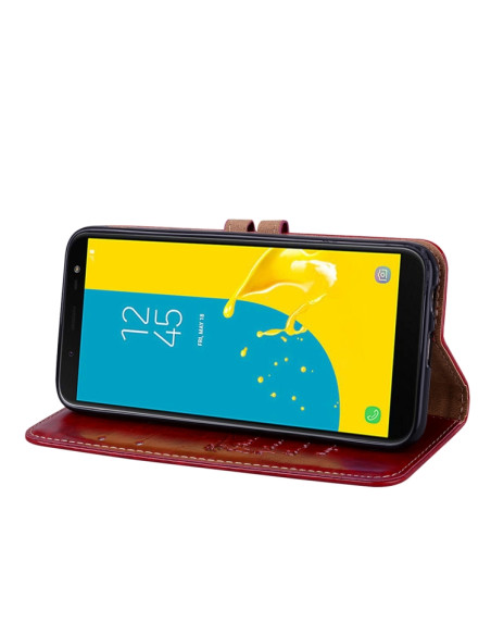 Cover Galaxy J6 EU 2018 Pelle Nero Rosso | Melacompro