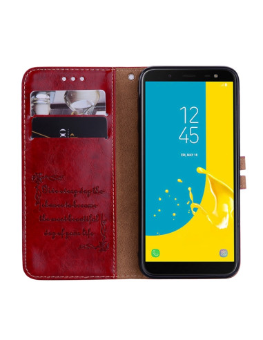 Cover Galaxy J6 EU 2018 Pelle Nero Rosso | Melacompro