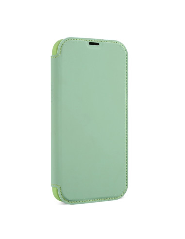 Cover iPhone 13 Pelle Portafoglio Marrone Tea Verde | Melacompro