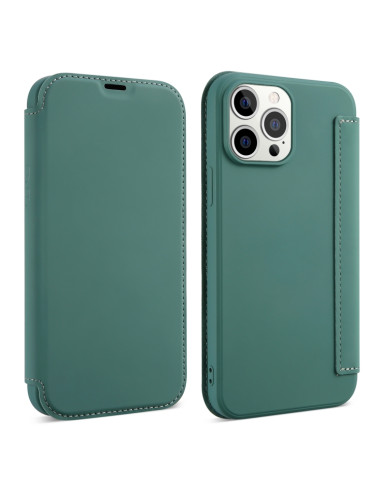 Cover iPhone 13 Pelle Portafoglio Marrone Deep Verde | Melacompro