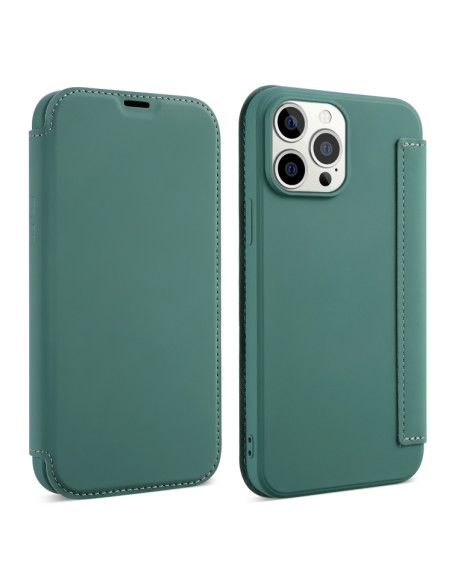 Cover iPhone 13 Pelle Portafoglio Marrone Deep Verde | Melacompro