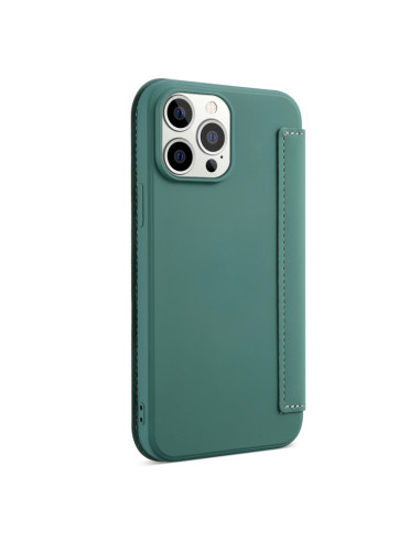Cover iPhone 13 Pelle Portafoglio Marrone Deep Verde | Melacompro