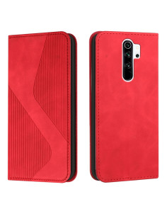 Cover Redmi 9 Pelle Portafoglio Rosso con Supporto