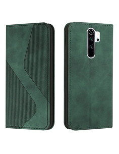 Cover Redmi 9 Pelle Portafoglio Rosso con Supporto Verde