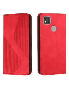 Cover Redmi 9C Pelle Portafoglio con Magnetico Rosso