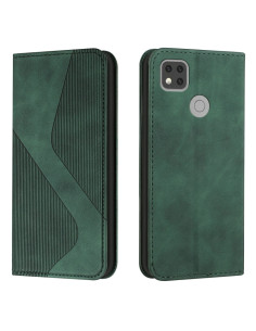 Cover Redmi 9C Pelle Portafoglio con Magnetico Rosso Verde