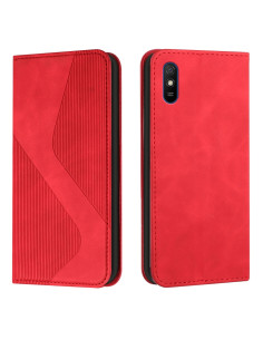 Cover Redmi 9A Pelle PU con Portafoglio Rosso