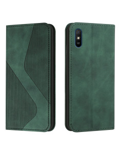 Cover Redmi 9A Pelle PU con Portafoglio Rosso Verde