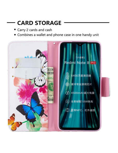Cover Redmi Note 8 Pro Pelle Farfalle | Melacompro