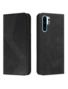 Cover Huawei P30 Pro PU Leather Portafoglio Rosso Nero