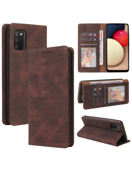 Cover Galaxy A02s Pelle Flip Marrone | Melacompro