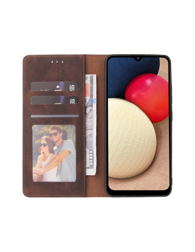 Cover Galaxy A02s Pelle Flip Marrone | Melacompro