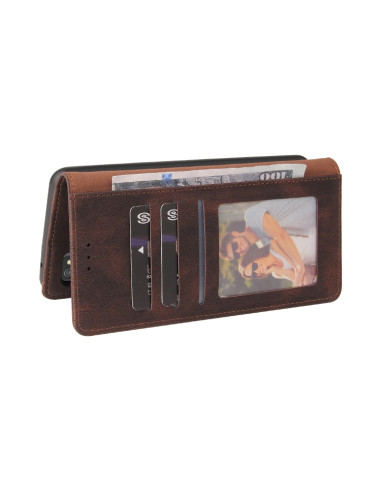 Cover Galaxy A02s Pelle Flip Marrone | Melacompro