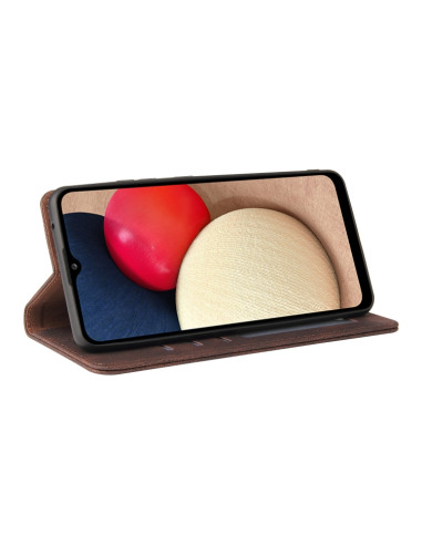 Cover Galaxy A02s Pelle Flip Marrone | Melacompro