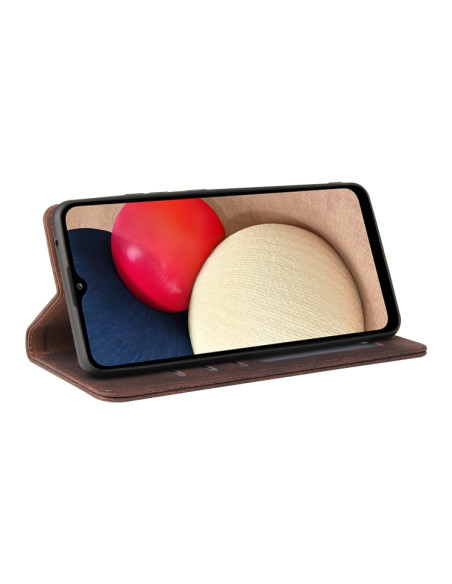 Cover Galaxy A02s Pelle Flip Marrone | Melacompro