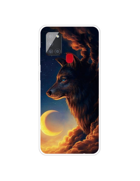 Cover Galaxy A21S Antiurto Lupo Celeste Trasparente | Melacompro