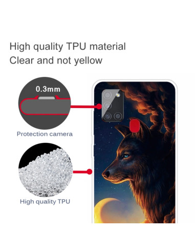 Cover Galaxy A21S Antiurto Lupo Celeste Trasparente | Melacompro