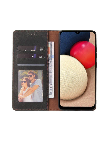 Cover Galaxy A02s Pelle Flip Marrone Nero | Melacompro