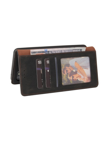 Cover Galaxy A02s Pelle Flip Marrone Nero | Melacompro