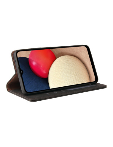 Cover Galaxy A02s Pelle Flip Marrone Nero | Melacompro