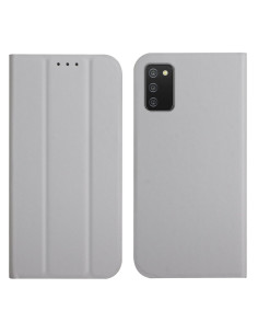 Cover Galaxy A02s Pelle Magnetica Grigia con Supporto Grigio