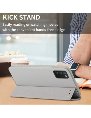 Cover Galaxy A02s Pelle Magnetica Grigia Grigio | Melacompro